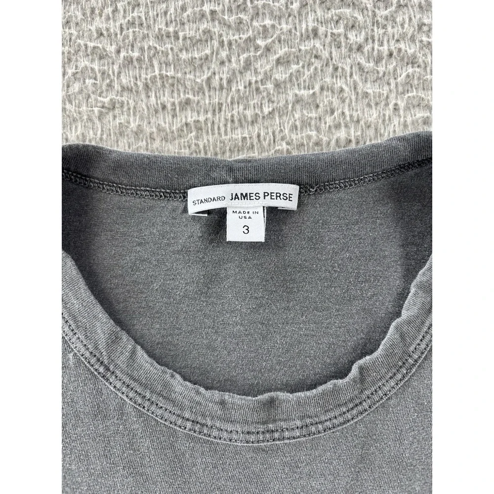 Standard James Perse T-Shirt Mens 3/Large Faded Black Crew Neck Long Sleeve - Picture 2 of 9
